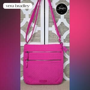 Vera Bradley Magenta Pink Quilted Triple Zip Hipster Crossbody